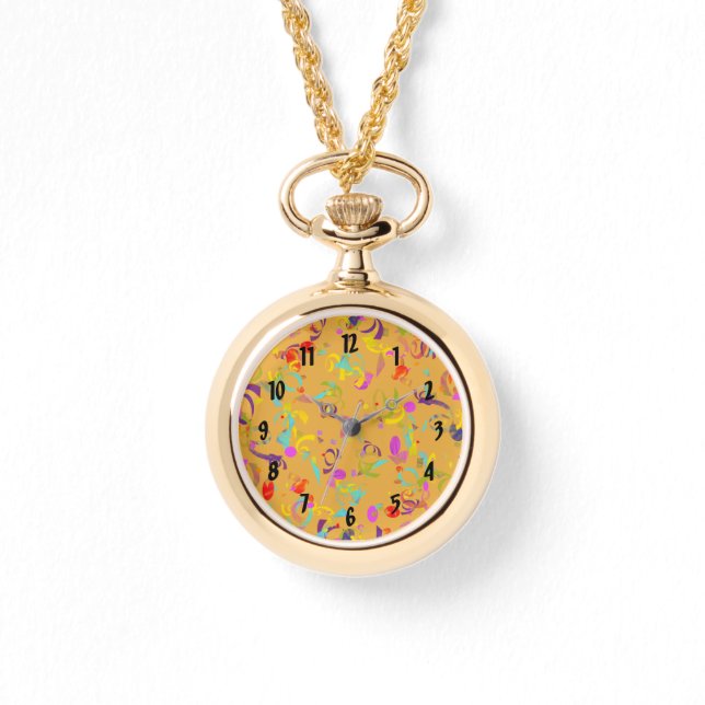 Montre Jeu de Confetti coloré sur orange (Recto)
