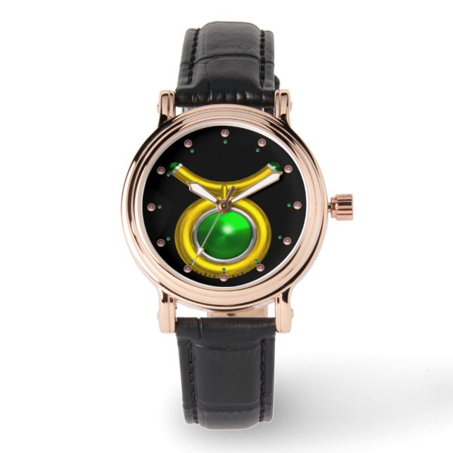 Montre JEULE D'ANNIVERSAIRE DE TAURUS OR ZODIAC, Vert, No (Recto)