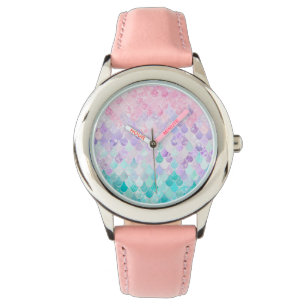 Montre Joaillerie mignonne de sirène, rose, violet, Turqu