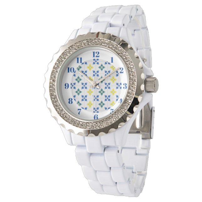 Montre Joli carreaux de Lisbonne ou motif azulejo (Incliné)