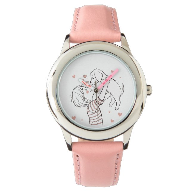 Montre Joli chiot avec un joli dessin pour enfant (devant)