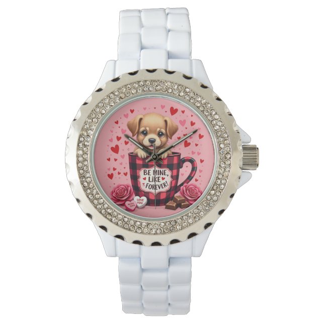 Montre Joli chiot Valentine Buffalo Plaid Musique esthéti (devant)