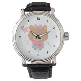 Montre Joli Couple Amusant Ours Femelle et Papillon