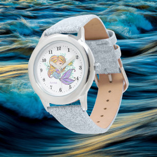 Montre joli dauphin de sirène de plage ajouter nom Watch