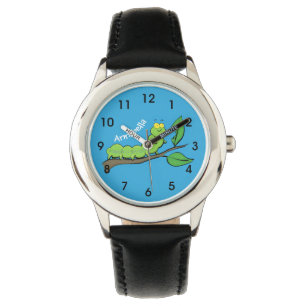 Montre Joli dessin animé de chenille verte mignonne