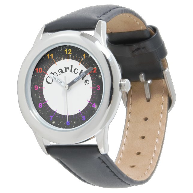 Montre Joli espace Galaxie Numéroté Enfants (Incliné)