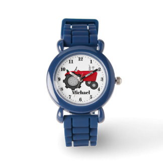 Montre Joli garçon tracteur rouge ajouter nom
