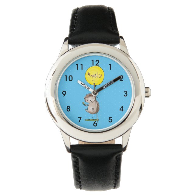 Montre Joli hérisson et motif de dessin animé de ballon (devant)