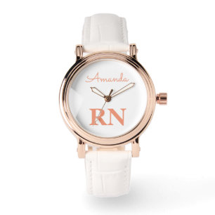Montre Joli Rose Gold Blanc Nom Personnalisé Infirmière
