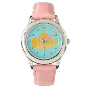 Montre Joli sous-marin jaune joyeux pour enfants