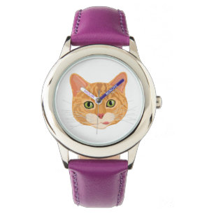 Montre Joli visage de chat orange