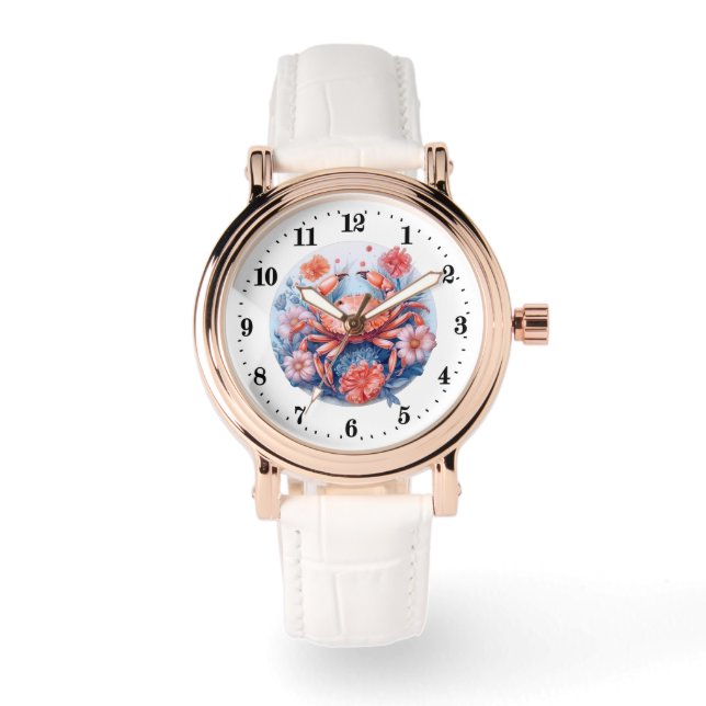 Montre Jolie aquarelle de crabe de plage dames (Recto)