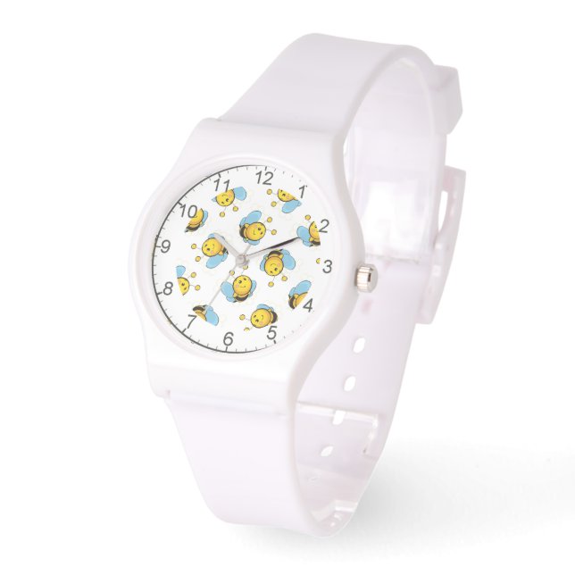 Montre Jolie bumble motif blanc (Angle)
