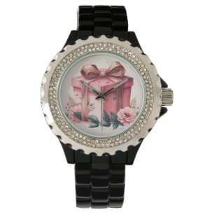 MONTRE JOLIE COULEUR D'EAU ROSE ROSES ET CADEAU