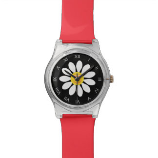 Montre Jolie Fille à Visage Blanc Fleur marguerite sur No