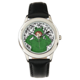 Montre Jolie fille avec grenouille verte Hoody Regarder d