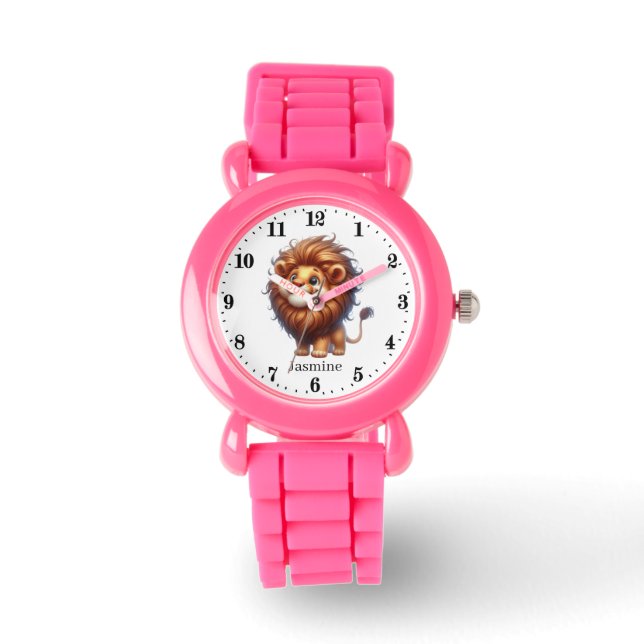 Montre Jolie fille lion ajouter nom (Recto)