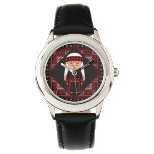 Montre jolie fille palestinienne Broderie rouge tatreez