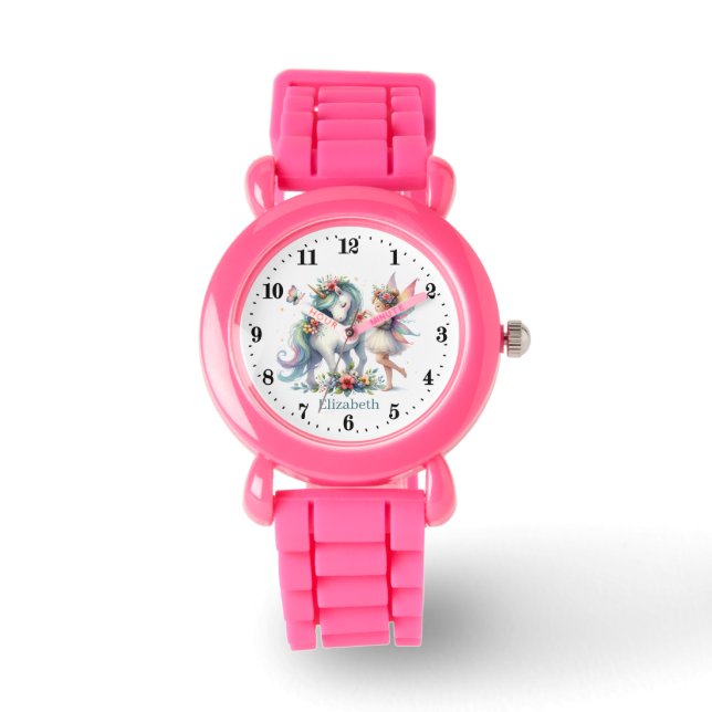 Montre Jolie filles fairy licorn ajouter nom (Recto)