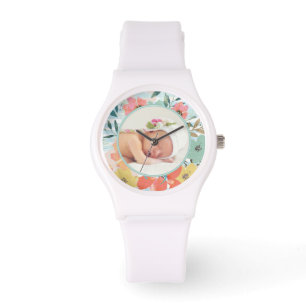 Montre Jolie Fleur Florale Aquarelle Photo Personnalisée