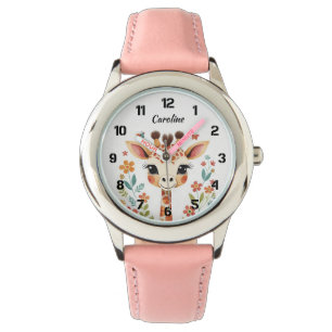 Montre Jolie Giraffe Florale Enfants