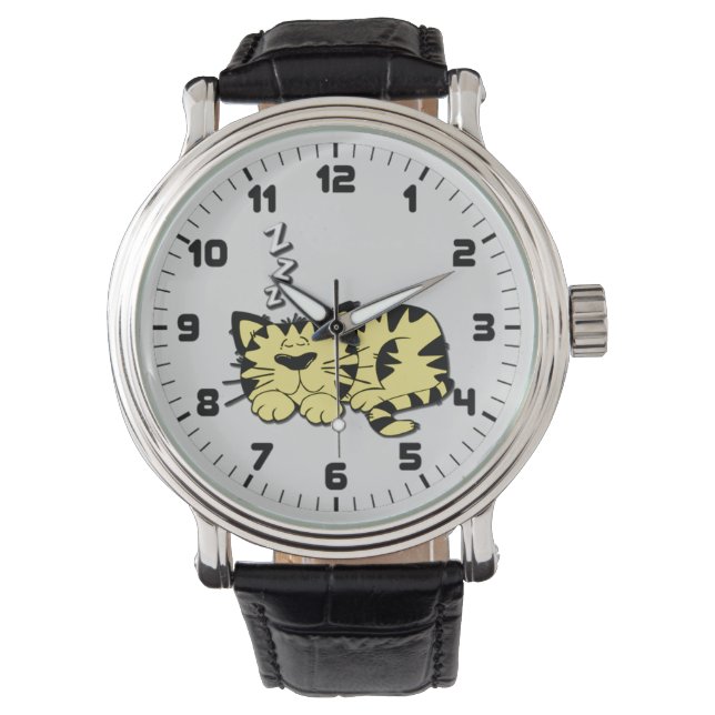 Montre Jolie KItty Chat Nap Montre-Poignets Jaune (devant)