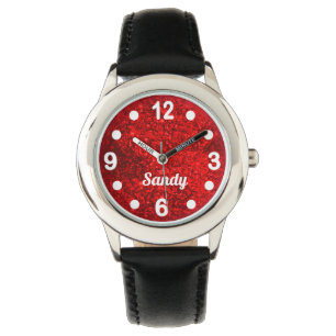 Montre Jolie Parties scintillant texture rouge