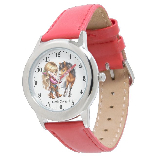 Montre Jolie petite cowgirl ajouter nom (Incliné)