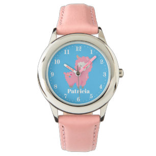 Montre Jolie rose lama ajouter nom filles