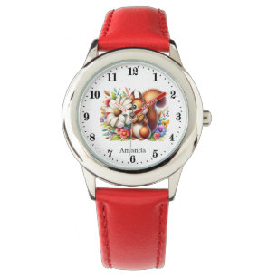 Montre Jolies filles amoureux d'écureuil ajouter le nom