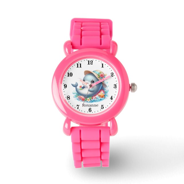 Montre Jolies filles dauphin amoureux ajouter le nom (Recto)