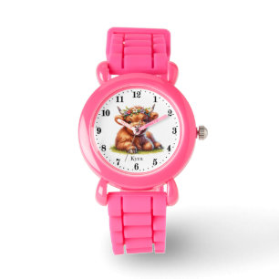 Montre Jolies filles Highland cow ajouter nom