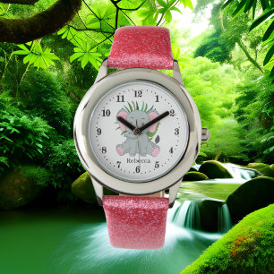 Montre jolies filles jungle éléphant ajouter nom