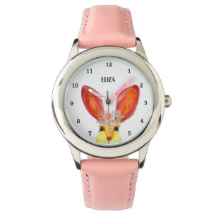 Montre Jolies Filles Lapin Rose Animaux Enfants Floral