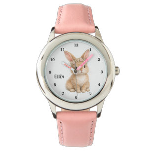 Montre Jolies Filles Lapin Rose Animaux Enfants Floral