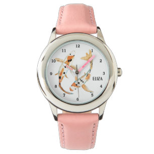 Montre Jolies Filles Poisson Koi Rose Fleur Animale Enfan