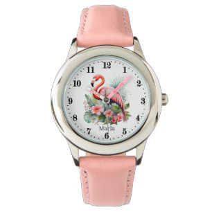 Montre Jolies filles rose flamingo ajouter nom