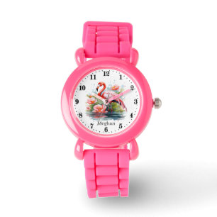Montre Jolies filles rose flamingo ajouter nom