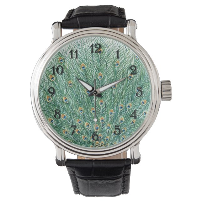 Montre Jolies plumes de paon (devant)