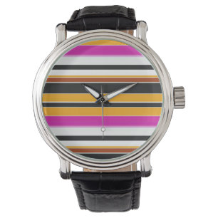 Montre Jolies rayures noires orange