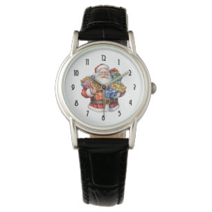Montre Jolly Santa Claus Dans Son Costume Rouge Tradition