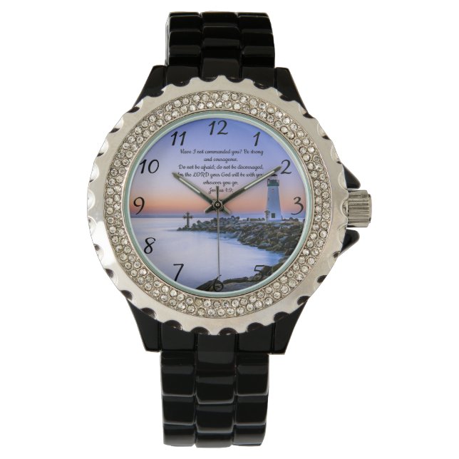 Montre Josué 1:9 : Prière de la foi chrétienne (devant)