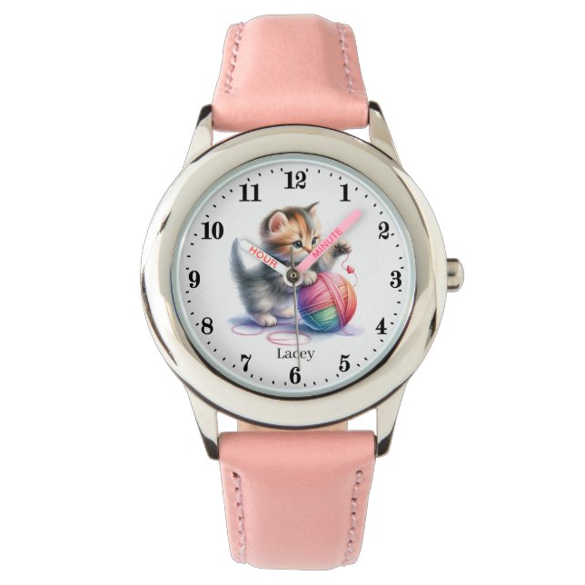 Montre Jote filles fil chat ajouter nom (devant)