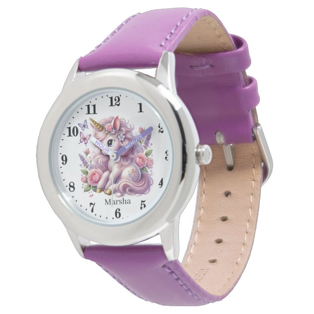 Montre Jote filles imaginaire licorne ajouter nom (Incliné)
