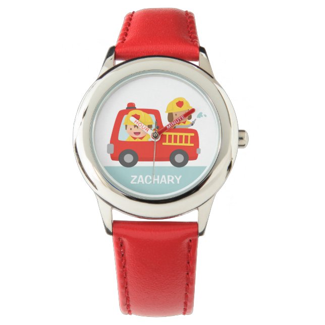 Montre Jote pompier garçon et chien Red Fire Truck Watch (devant)