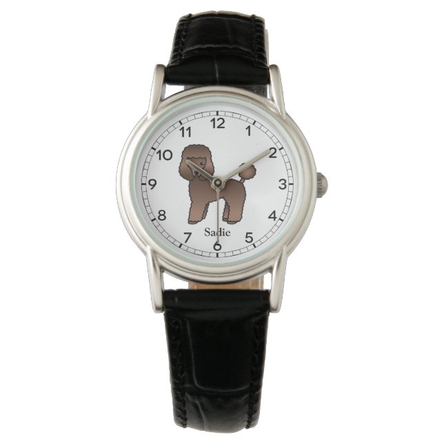 Montre Jouet Brown Poodle mignonette Cartoon Chien & Nom (devant)