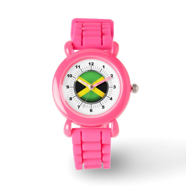 Montre Jouet jamaïcain Drapeau rose Parties scintillant (Recto)
