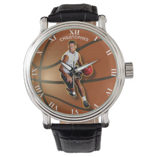 Montre Joueur de basket psychédélique rougeoyant avec l