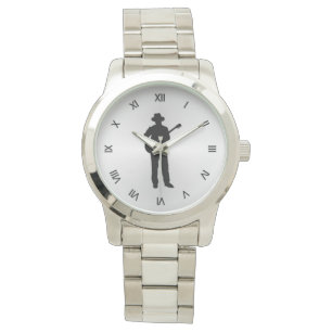 Montre Joueur de guitare avec chiffres romains noirs