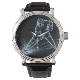Montre Joueur de hockey au néon sur glace